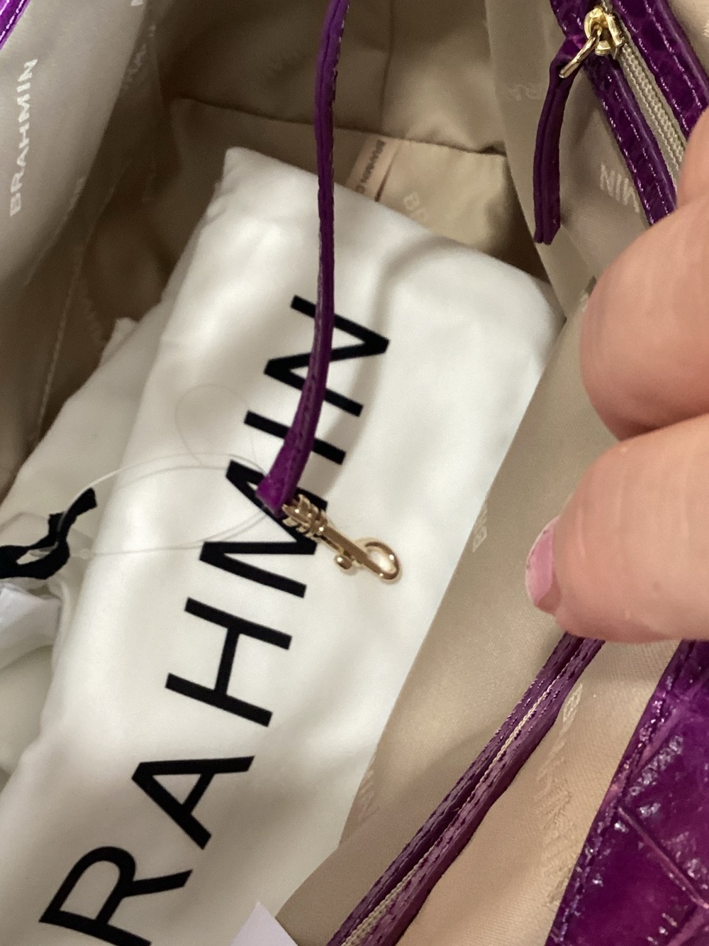 Brahmin Mona Purple Alba Leather Tote - Picture 5 of 7